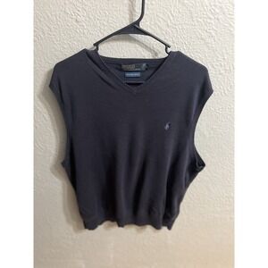 Vintage Ralph Lauren Polo Golf Sweater Vest Mens Black V Neck Size XL